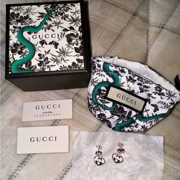 Gucci Jewelry - Gucci Sterling Silver Heart Logo Earrings